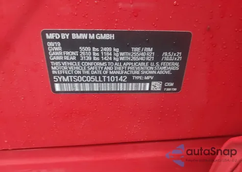 2020 BMW X3 M Competition from USA, damaged, VIN 5YMTS0C05LLT10142